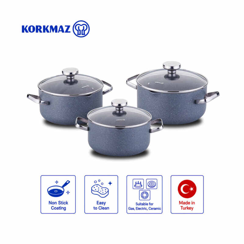 Korkmaz Stona Jr. 6-Piece Non-Stick Cookware Set, Gas Electric Ceramic Hob