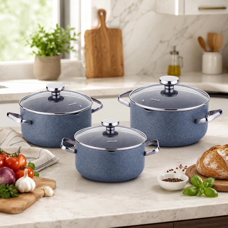 Korkmaz Stona Jr. 6-Piece Non-Stick Cookware Set, Gas Electric Ceramic Hob