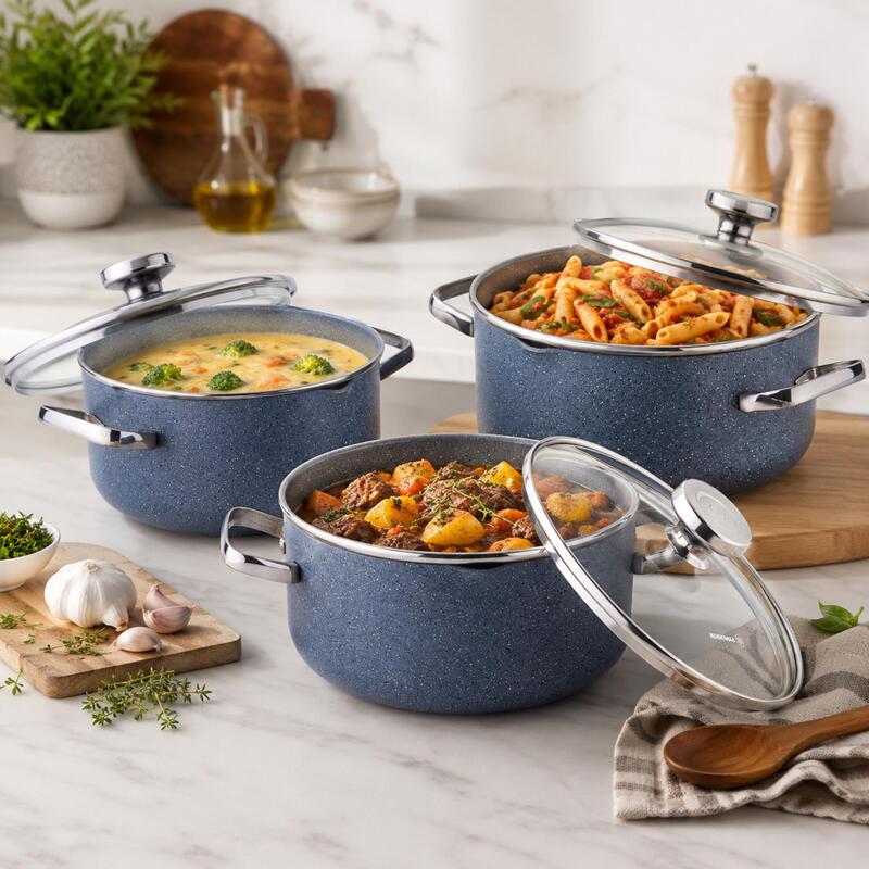 Korkmaz Stona Jr. 6-Piece Non-Stick Cookware Set, Gas Electric Ceramic Hob