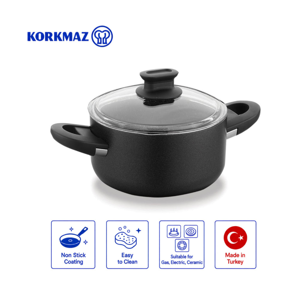 Korkmaz Lina Non-Stick Stock Pot (Soup Pot) - Free From PFOA, Cadmium, and Lead, Made in Turkey