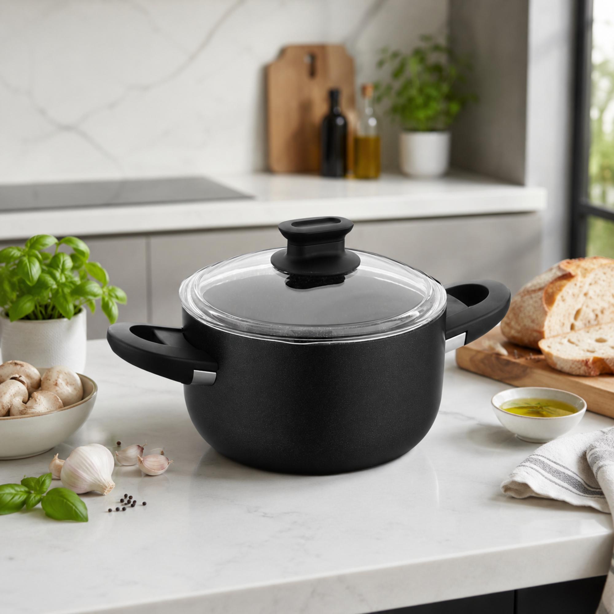 Korkmaz Lina Non-Stick Stock Pot (Soup Pot) - Free From PFOA, Cadmium, and Lead, Made in Turkey