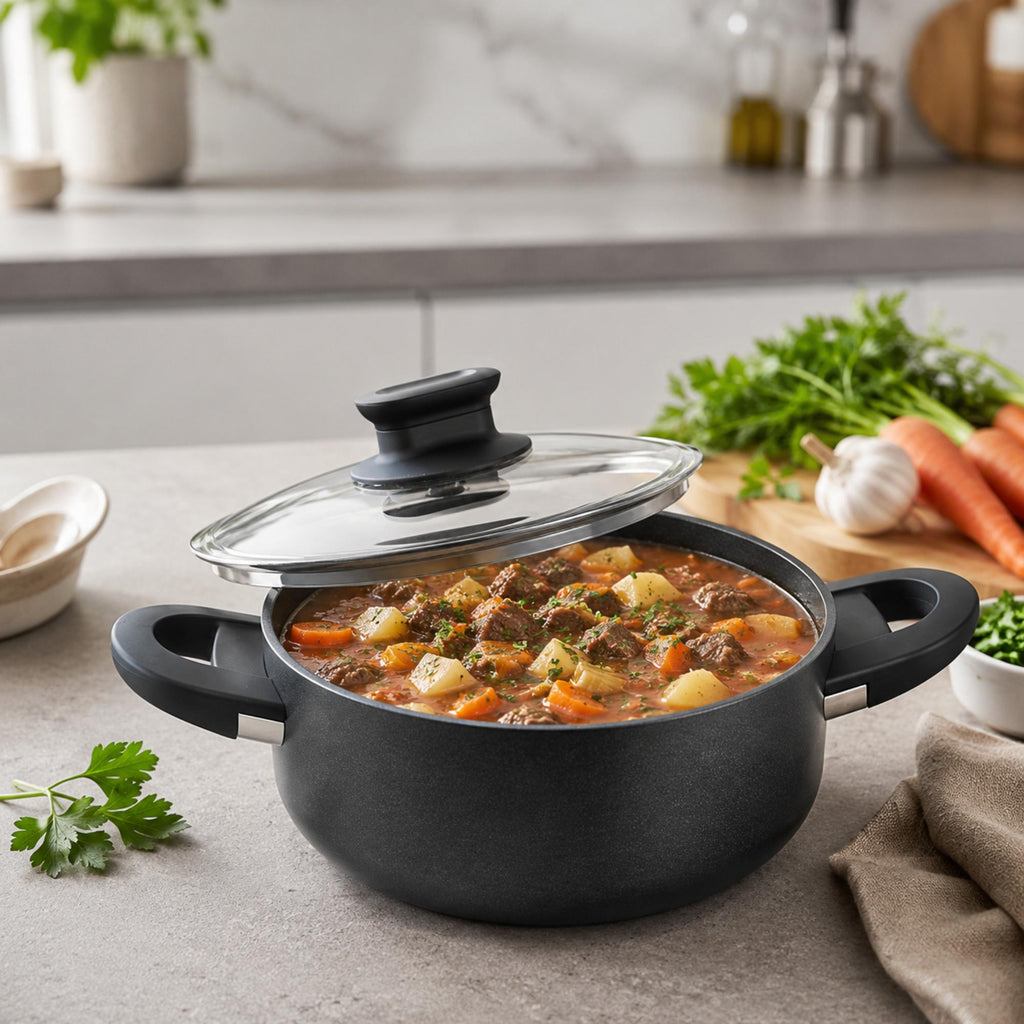 Korkmaz Lina Non-Stick Stock Pot (Soup Pot) - Free From PFOA, Cadmium, and Lead, Made in Turkey