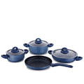 Korkmaz Bella Granite Azura 7-Piece Non-Stick Cookware Set - Gas Stove Compatible, Stock Pot Set with Frying Pan, Made in Turkey
