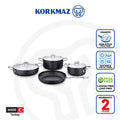 Korkmaz Doria Non Stick Cookware Set with Lid - 7-Piece