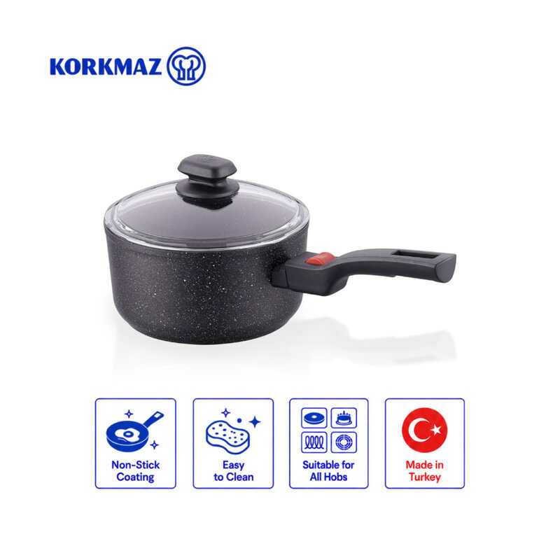 Korkmaz Ornella Practical Non-Stick Saucepan with Lid 20cm, Induction Compatible