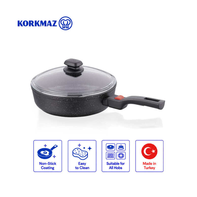 Korkmaz Ornella Practical Non-Stick Frying Pan with Lid 26cm, Induction Compatible