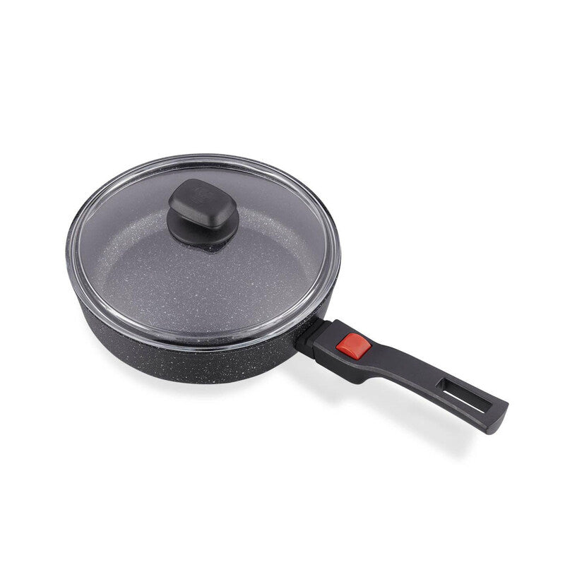 Korkmaz Ornella 26x7 cm Non-Stick Frying Pan with Lid - Removable Handle, Free PFOA, Made in Turkey