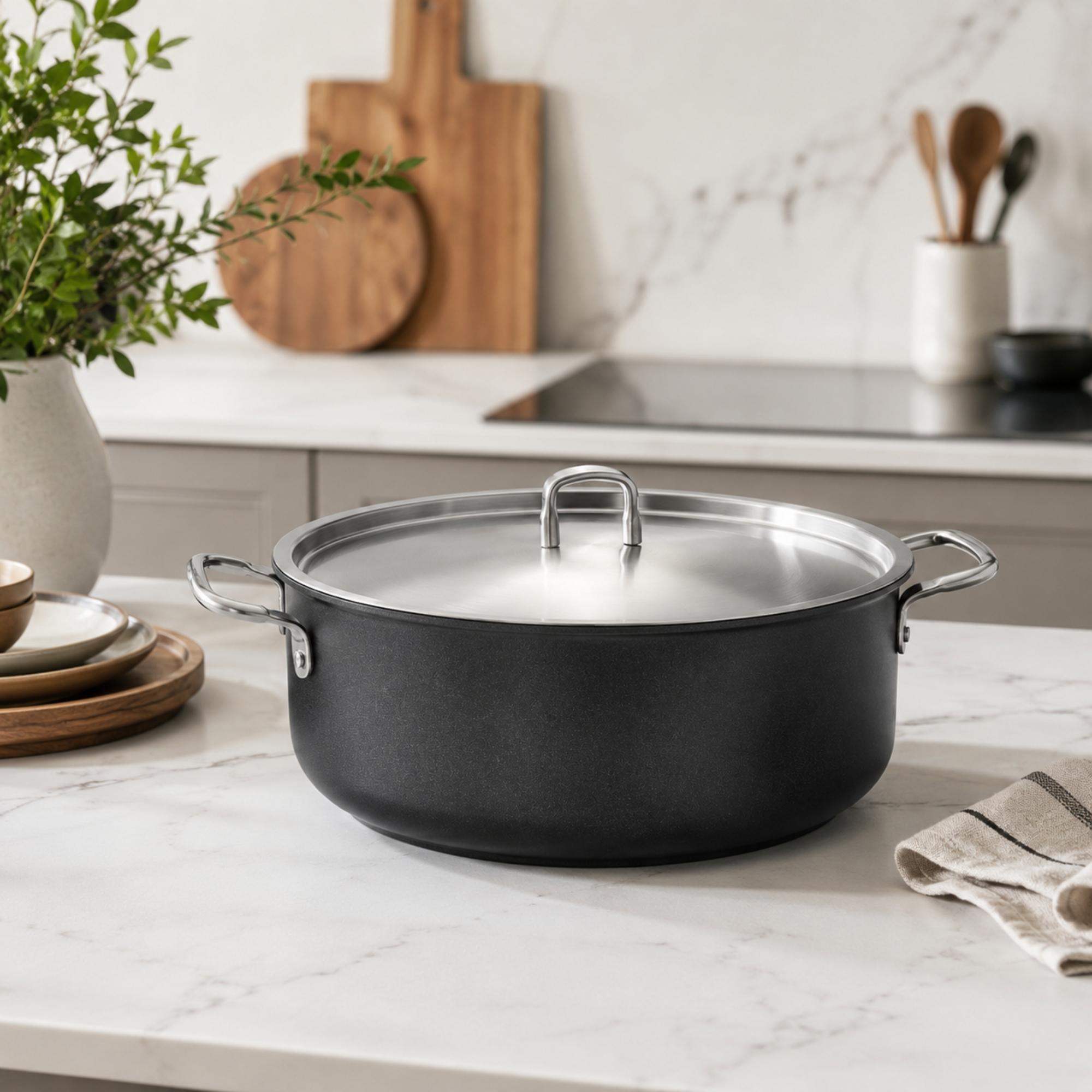 Korkmaz Doria Non Stick Stock Pot with Stainless Steel Lid , PFOA Free, Induction Compatible, Made In Turkey