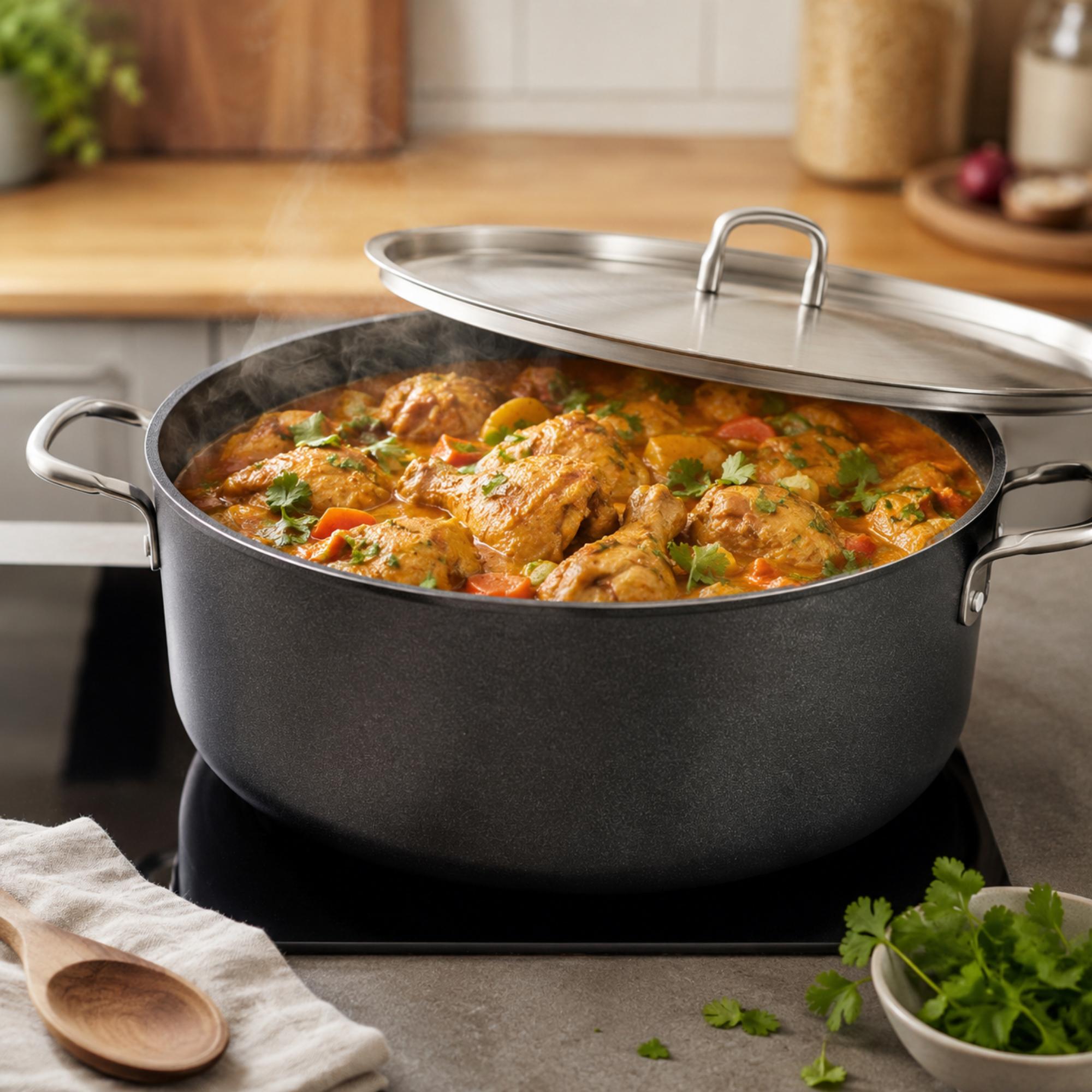 Korkmaz Doria Non Stick Stock Pot with Stainless Steel Lid , PFOA Free, Induction Compatible, Made In Turkey