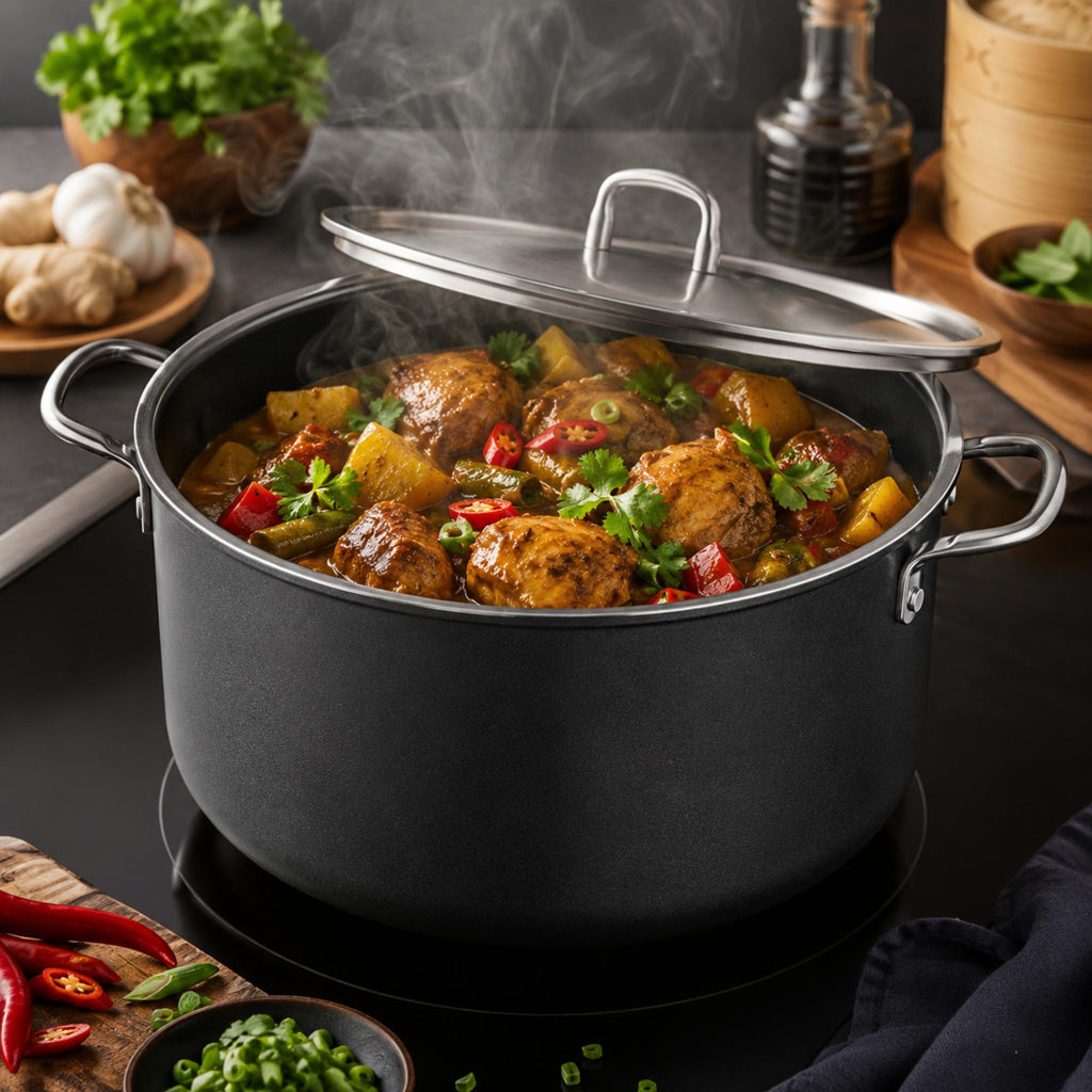 Korkmaz Doria Non Stick Stock Pot with Stainless Steel Lid , PFOA Free, Induction Compatible, Made In Turkey