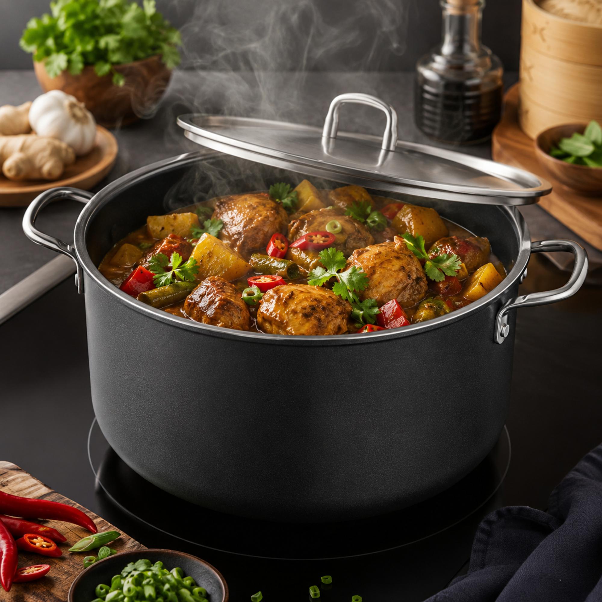Korkmaz Doria Non Stick Stock Pot with Stainless Steel Lid , PFOA Free, Induction Compatible, Made In Turkey