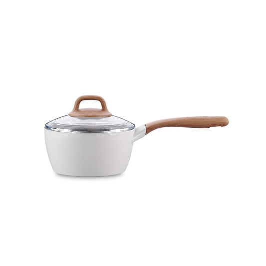 Korkmaz Gusto Non Stick Ceramic Saucepan with Glass Lid - 18x9cm, Gas Stove Compatible, Made In Turkey