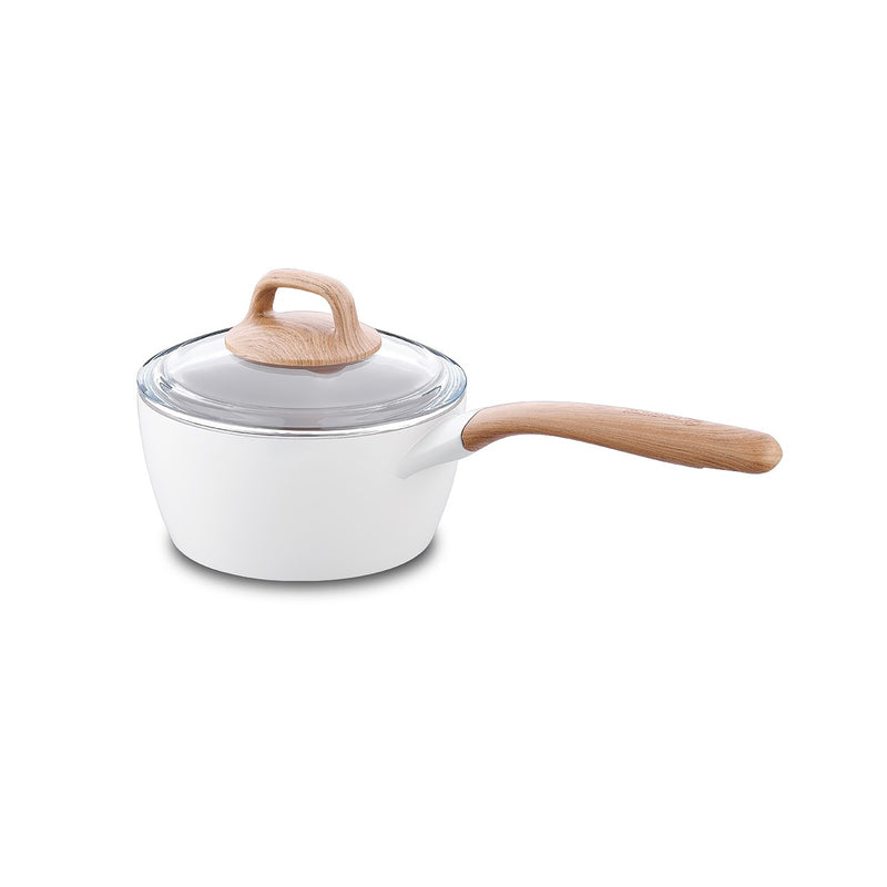 Korkmaz Gusto Non Stick Ceramic Saucepan with Glass Lid - 18x9cm, Gas Stove Compatible, Made In Turkey