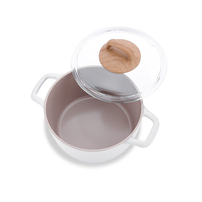 Korkmaz Gusto Non Stick Ceramic Stock Pot with Glass Lid - Gas Stove Compatible, Made In Turkey