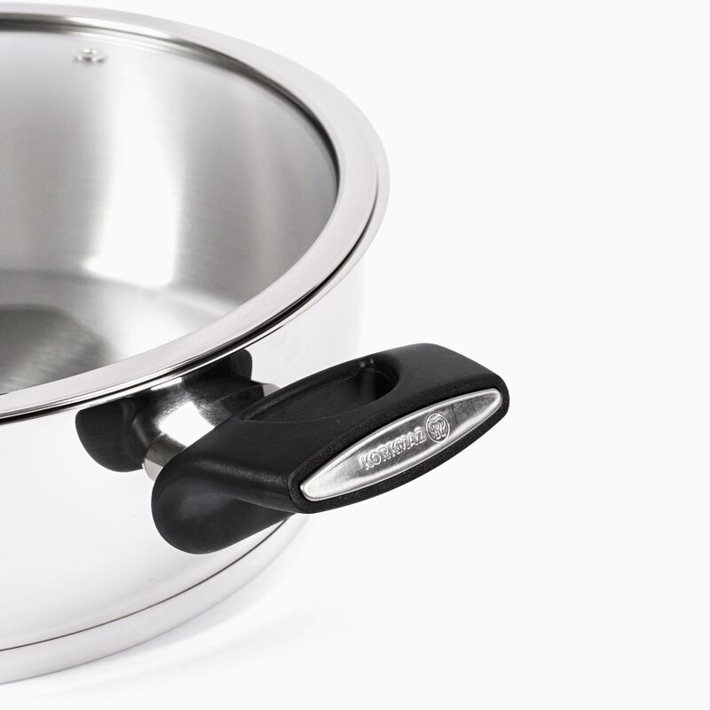 Korkmaz Nora Stainless Steel Cooking Pot with Lid - 24x8 cm, Induction Compatible, Made in Turkey
