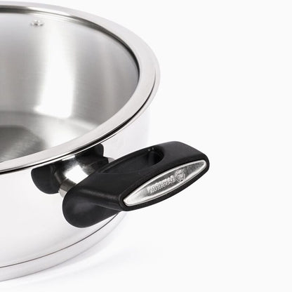 Korkmaz Nora Stainless Steel Cooking Pot with Lid - 24x8 cm, Induction Compatible, Made in Turkey