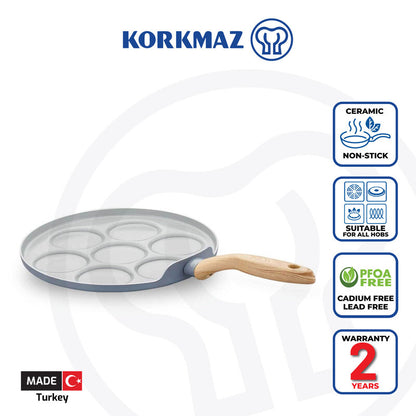 Korkmaz Mia Ceramic Non-Stick Pancake Pan 26cm – Induction Compatible
