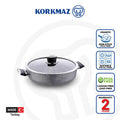 Korkmaz Palma Non Stick Cooking Pot with Glass Lid - 26x7cm