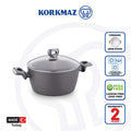 Korkmaz Nora Non Stick Ceramic Pot with Glass Lid - 24x11.7cm