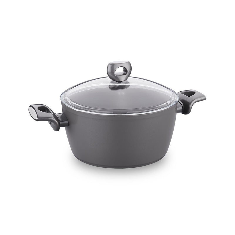 Korkmaz Nora Non Stick Ceramic Pot with Glass Lid - 24x11.7cm, PFOA Free, Gas Stove Compatible, Made In Turkey