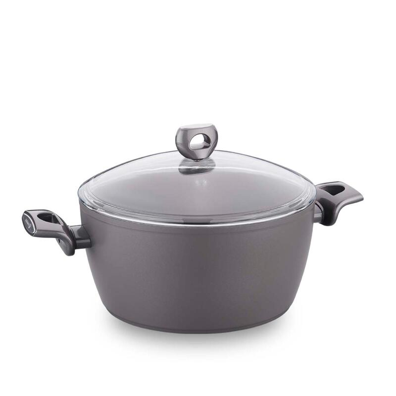 Korkmaz Nora 28cm Ceramic Pot with Glass Lid, 7.2L Non-Stick Cooking Pot