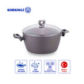 Korkmaz Nora 28cm Ceramic Pot with Glass Lid, 7.2L Non-Stick Cooking Pot