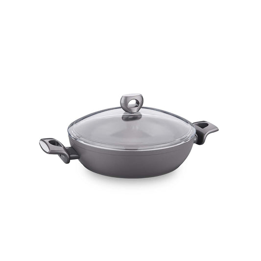 Korkmaz Nora Non-Stick Ceramic Pot with Glass Lid - PFOA Free, Made in Turkey, Non Induction Compatible