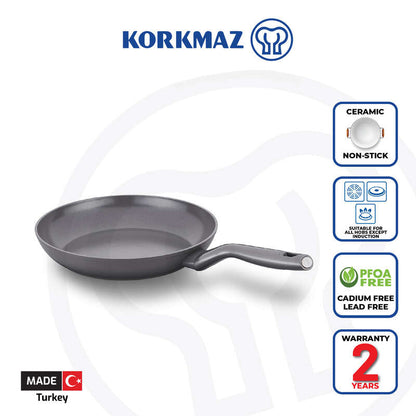 Korkmaz Nora Non Stick Ceramic Frying Pan - PFOA Free, Gas Stove Compatible, Made In Turkey