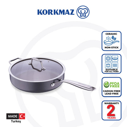 Korkmaz Boena Ceramic Non-Stick Frying Pan 28cm – Scratch Resistant, Induction Compatible
