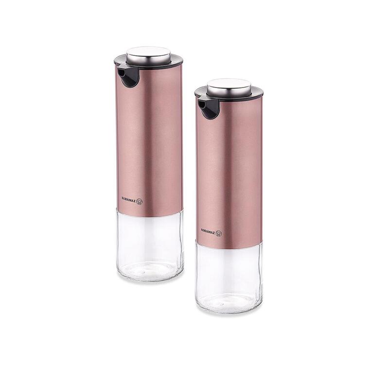 Korkmaz Stora Plus Rose Gold Oil and Vinegar Dispenser Bottles, 2-Piece 200ml