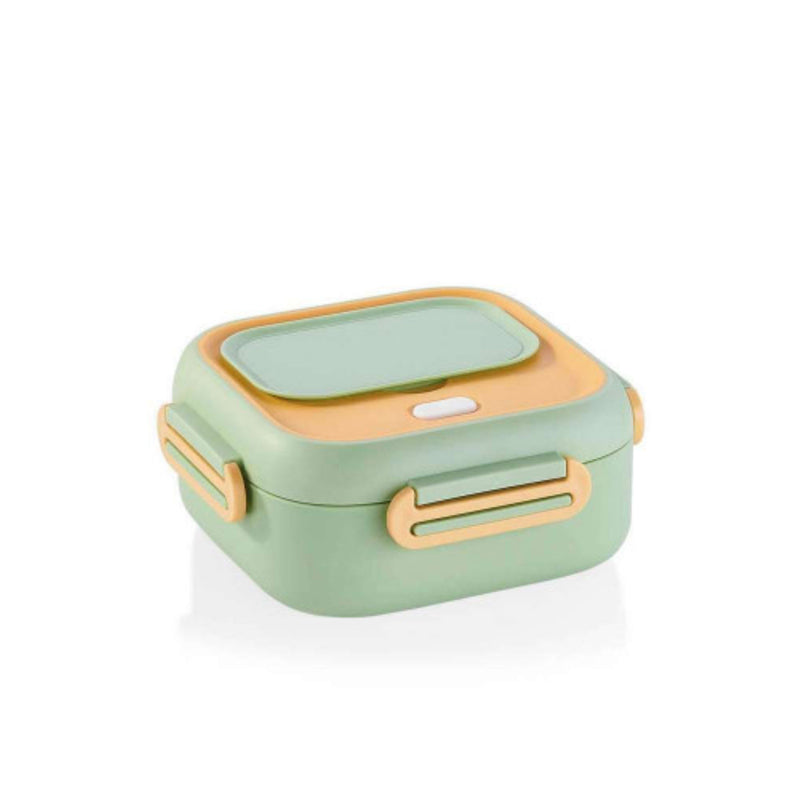 Korkmaz Essentials Stainless Steel Inside Green Lunch Box with Spoon - Made in Turkey