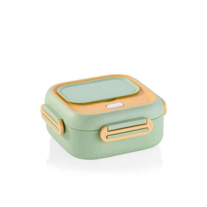 Korkmaz Essentials Stainless Steel Inside Green Lunch Box with Spoon - Made in Turkey