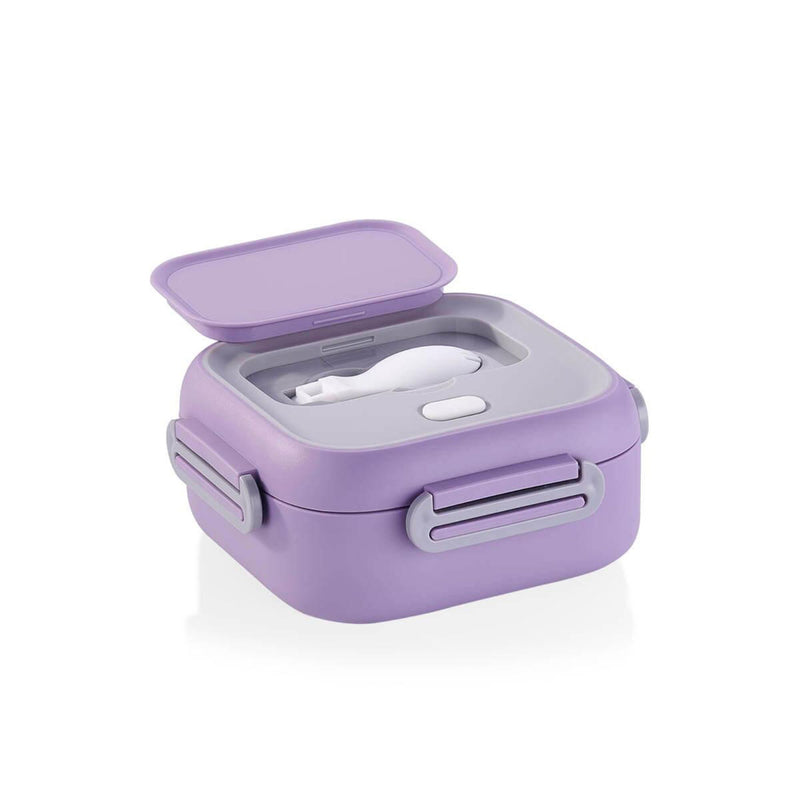 Korkmaz Essentials Stainless Steel Inside Green Lunch Box with Spoon - Made in Turkey