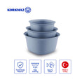 Korkmaz Essentials Grey 3-Piece Mixing Bowl Set with Colander Strainer