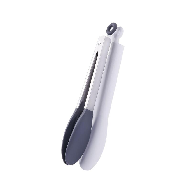 Korkmaz Twisty Silicone Kitchen Tongs with Locking Clip, Non-Stick Safe