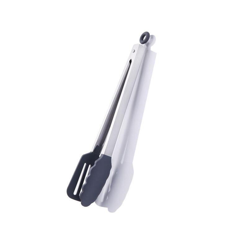 Korkmaz Twisty Silicone Grill Tongs with Locking Ring, Non-Stick Safe