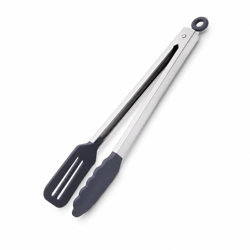 Korkmaz Twisty Silicone Grill Tongs with Locking Ring, Non-Stick Safe