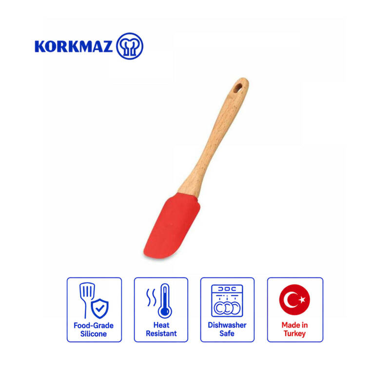Korkmaz Natura Twisty Silicone Baking Spatula with Wooden Handle