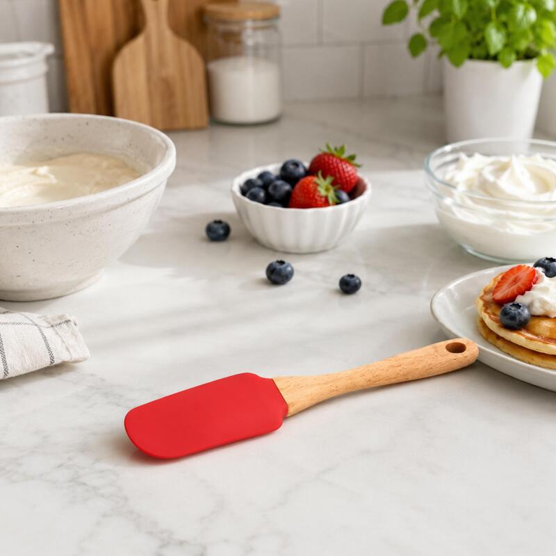 Korkmaz Natura Twisty Silicone Baking Spatula with Wooden Handle