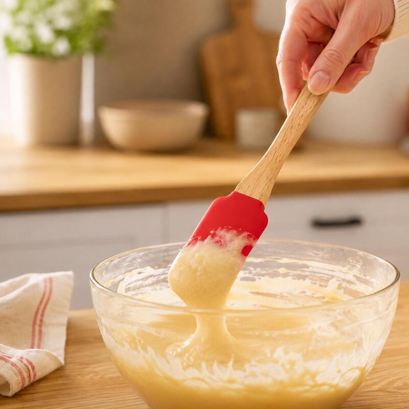 Korkmaz Natura Twisty Silicone Baking Spatula with Wooden Handle