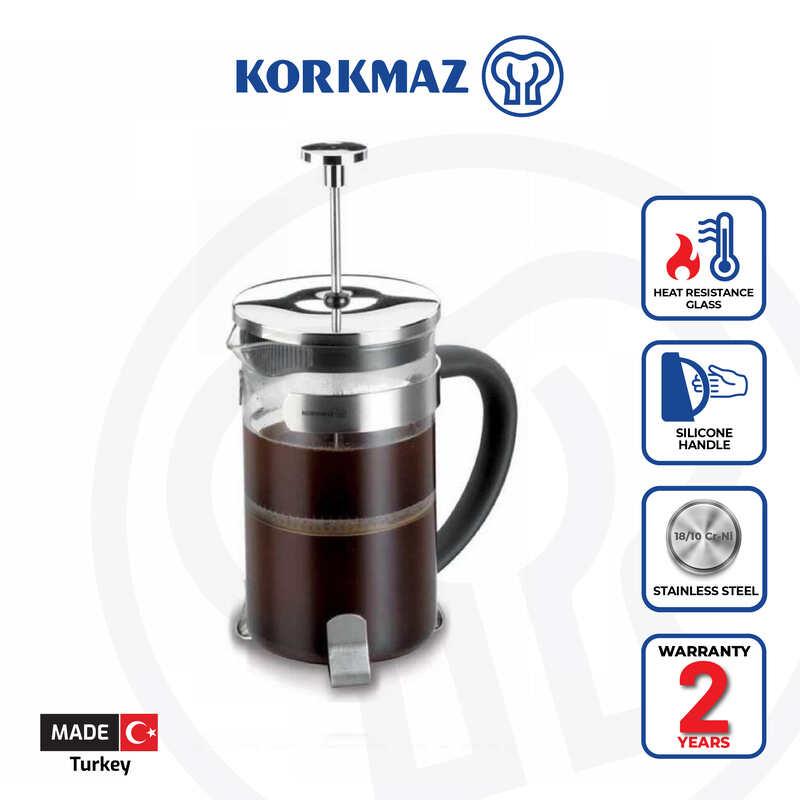 Korkmaz Pressa 800ml Coffee Press - French Press Coffee Maker, Glass Copper Stainless Steel, Heat Resistant Borosilicate Coffee Pot