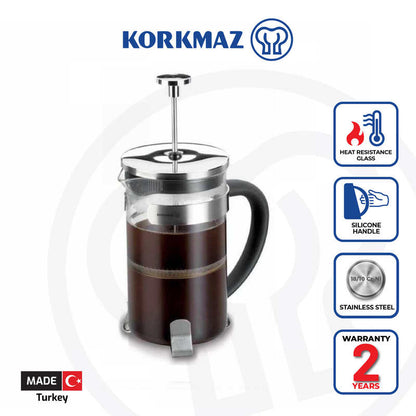 Korkmaz Pressa 800ml Coffee Press - French Press Coffee Maker, Glass Copper Stainless Steel, Heat Resistant Borosilicate Coffee Pot