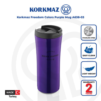 Korkmaz Freedom Stainless Steel Vacuum Insulated Tumbler, Travel Mug - Made in Turkey