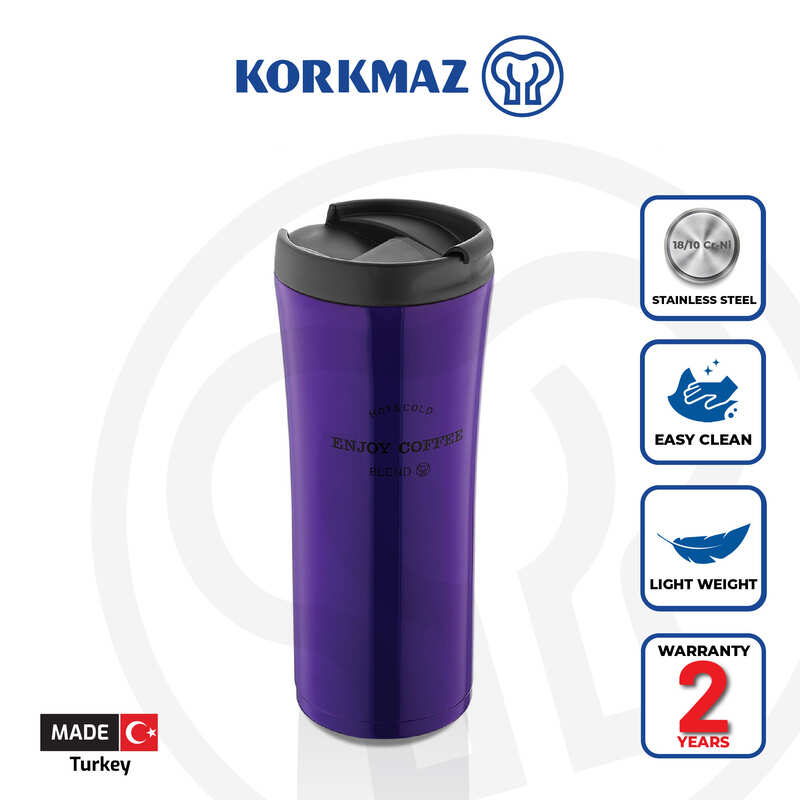 Korkmaz Freedom Stainless Steel Vacuum Insulated Tumbler, Travel Mug - Made in Turkey