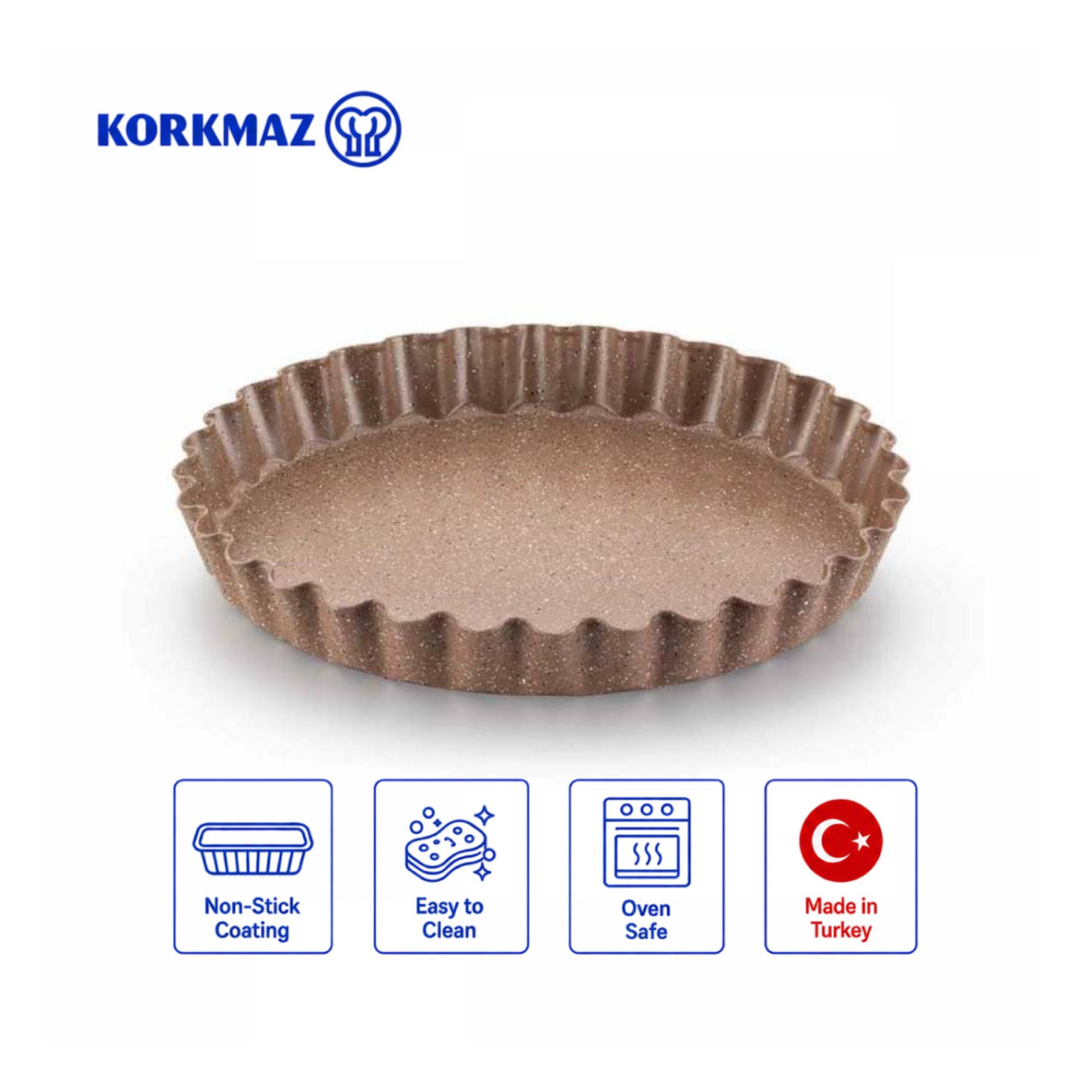 Korkmaz Torta Non-Stick Tart and Quiche Mold - 28cm, Made in Turkey