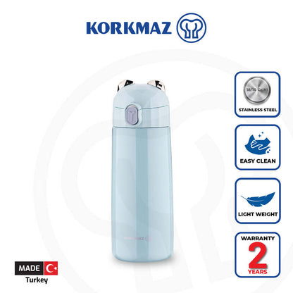Korkmaz Bambino Plus Stainless Steel Insulated Water Bottle - BPA-Free Kids Tumblers, Made in Turkey
