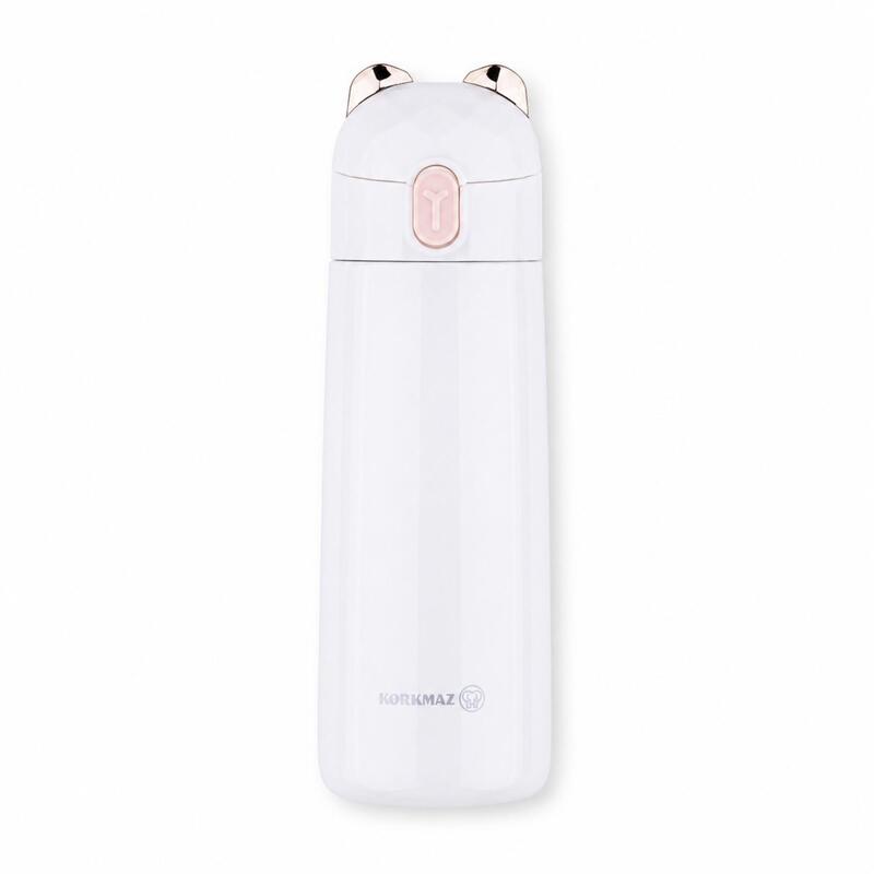 Korkmaz Bambino Plus Kids Stainless Steel Insulated Water Bottle, White, 350ml