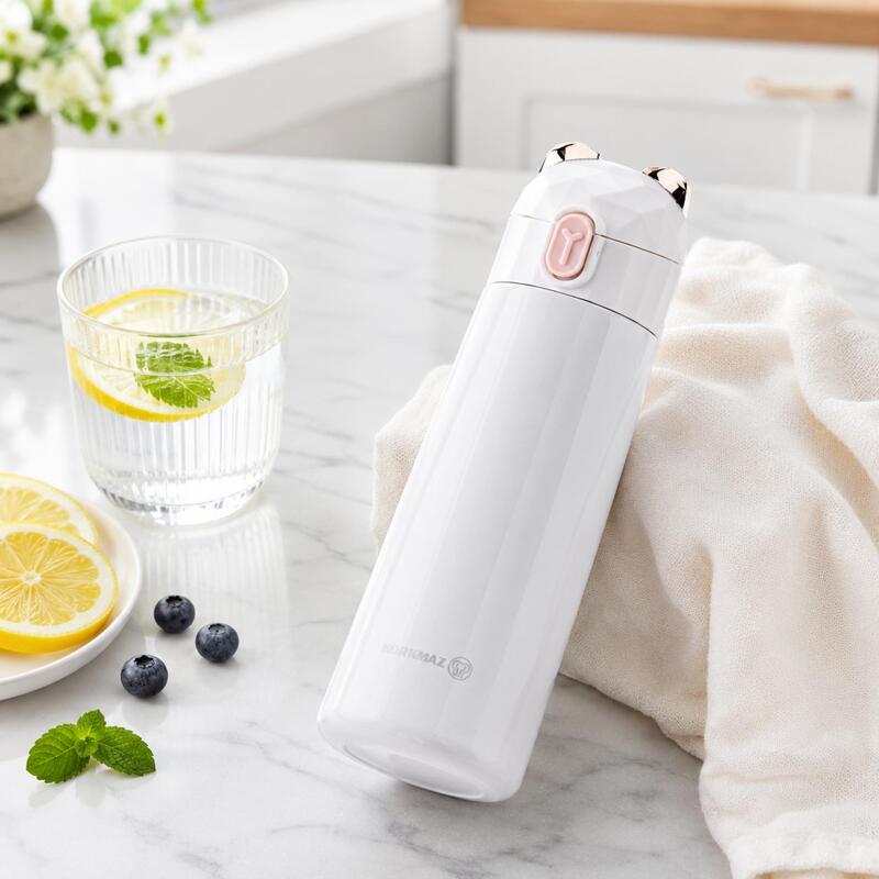 Korkmaz Bambino Plus Kids Stainless Steel Insulated Water Bottle, White, 350ml