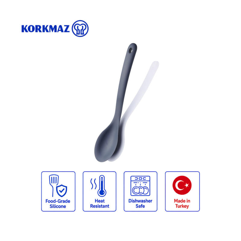Korkmaz Twisty Heat-Resistant Silicone Serving Spoon, BPA-Free, Grey