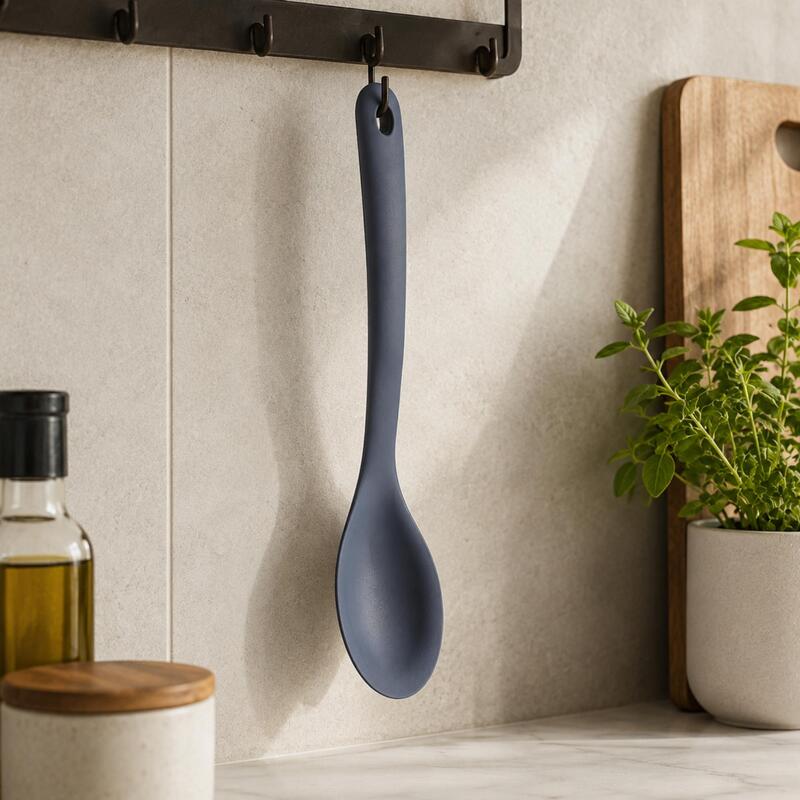 Korkmaz Twisty Heat-Resistant Silicone Serving Spoon, BPA-Free, Grey